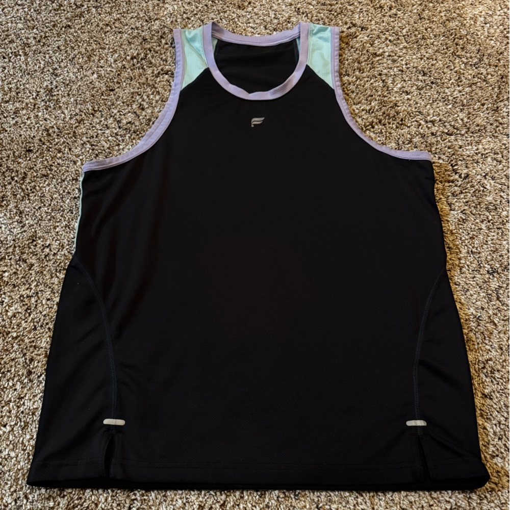 Fabletics Black and Light Purple Men's O2 Performance Tank Top